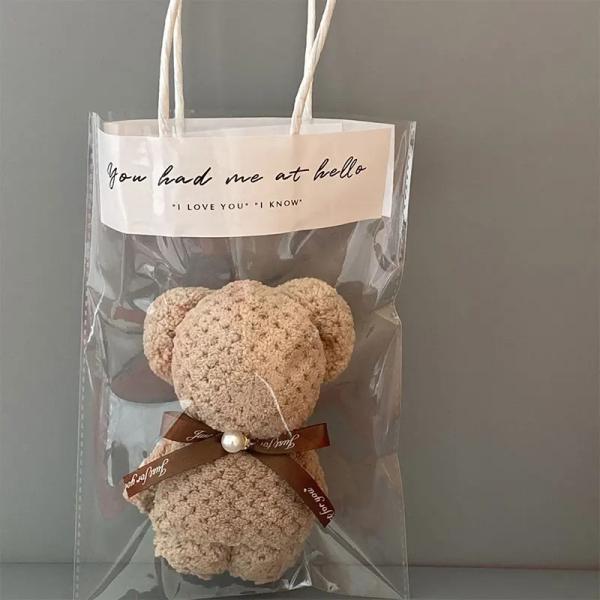 Solid Color Bunny Bear Shape Coral Velvet Hand Towel Polyester Towel for All Ages