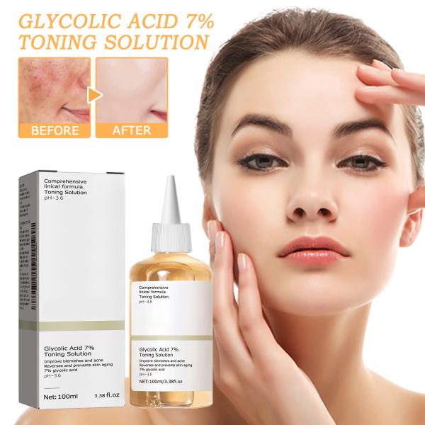 Private Label 7% Face Toner Glycolic Acid Toning Solution Dry/Oily/Sensitive Skin Care Face Exfoliator Spray for Adults