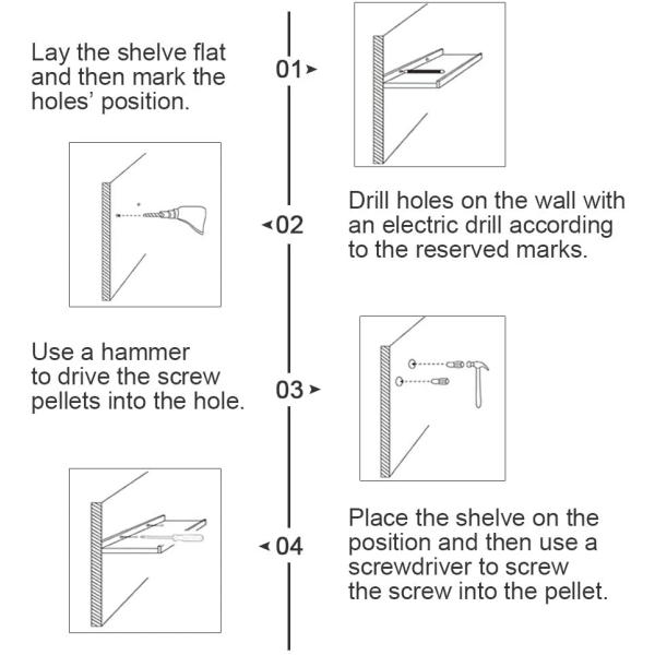 Wall Mounted Bathroom Shelf Bookcase with Gold Powder Coating and Single-side Bracket