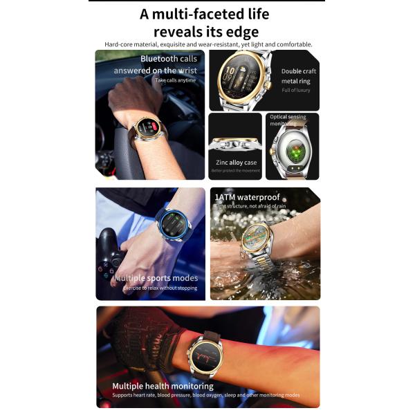 All Metal Amoled Bluetooth Calling Smartwatch Sports Mode Round Shape