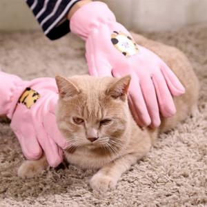 China Pink Professional Pet Grooming Gloves Bath Cleaning Glove For Cat / Dog wholesale