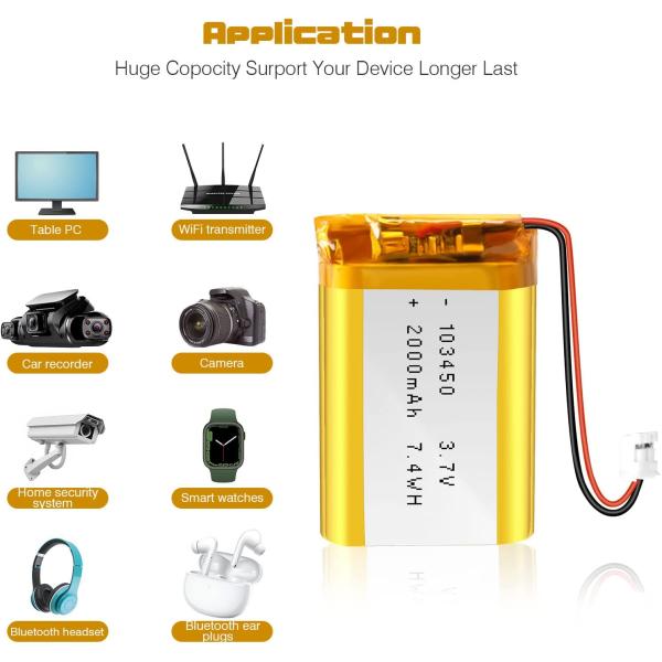 103450 3.7V Lithium Ion Polymer Battery 57g Rechargeable Li Ion Battery 2000mAh