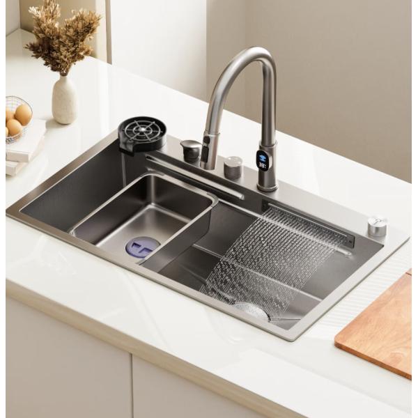 Close-up detail of high-quality stainless steel sink material