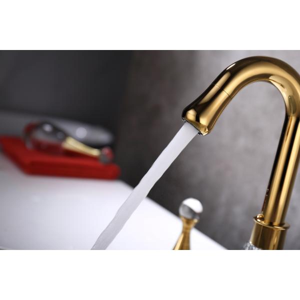Deck Mounted Gold Widespread Bathroom Faucet 3 Hole 2 Handle Solid Brass