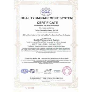 Foshan Panda Hardware Co., Ltd. Certifications