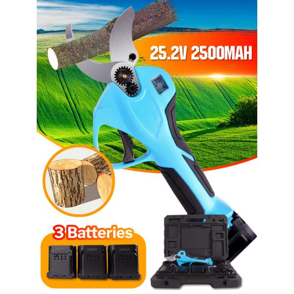 Swansoft 25.2V Cordless 40mm electric pruning shears with LED Display Screen Finger Protection