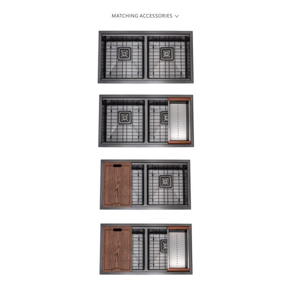 36 Drop In Workstation Sink , 50 50 2 Bowl Undermount kitchen Sink 16 Gauge Black