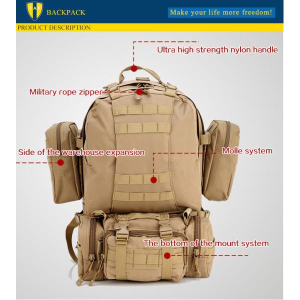 600D Nylon Backpacks Outdoor 60L Sport Climbing Camping Hiking Combined Molle travel Bags