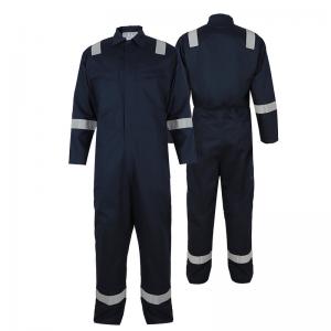 China Lightweight Hi Vis Fire Retardant Coveralls Cotton Navy Blue Anti Safety Uniform Welder Fire Resistant Apparel wholesale
