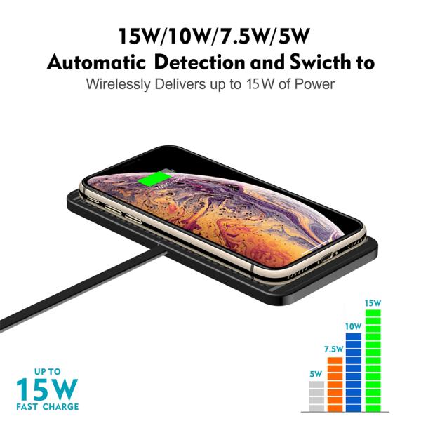15 Watt Universal Car Wireless Charging Pad Automatic Detection And Switching