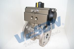 China Full Bore ANSI Class Pneumatic Two Way Flanged Ball Valve , Direct Mount Air Operated Flanged Ball Valve wholesale