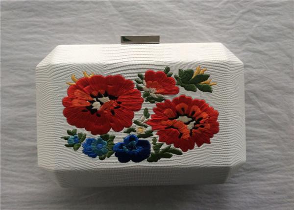 Quality National Style White Embroidered Bag Fabric Material With Break Open Closure for sale