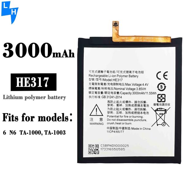 High Capacity 4.4V 2910mAh HE317 Lithium Polymer Battery for Nokia 6 TA-1000 Mobile Phone