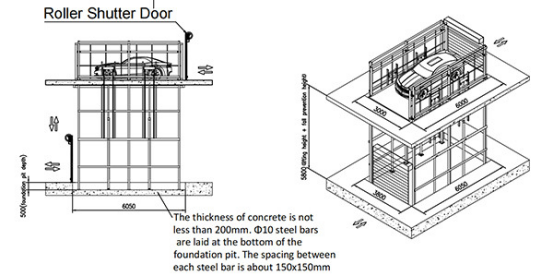Stationary scissor lift platform in operation
