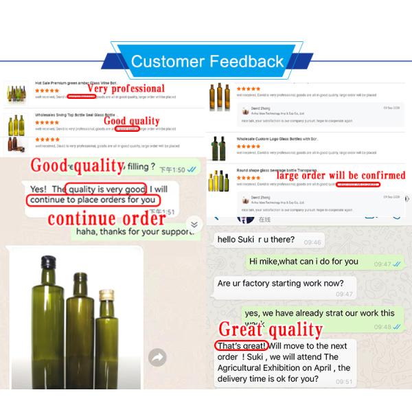 Custom Label Olive Oil Glass Bottle Round Square 200ml 150ml