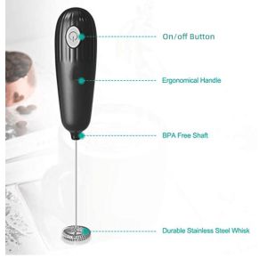 Coffee Mixer Blender Handheld Milk Frother With Rack Stainless Steel Whisk Head