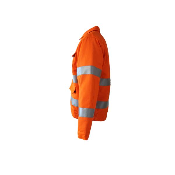 CVC 55% Cotton 45% Polyester 245 GSM Orange Reflective Jacket Three Flap Pockets