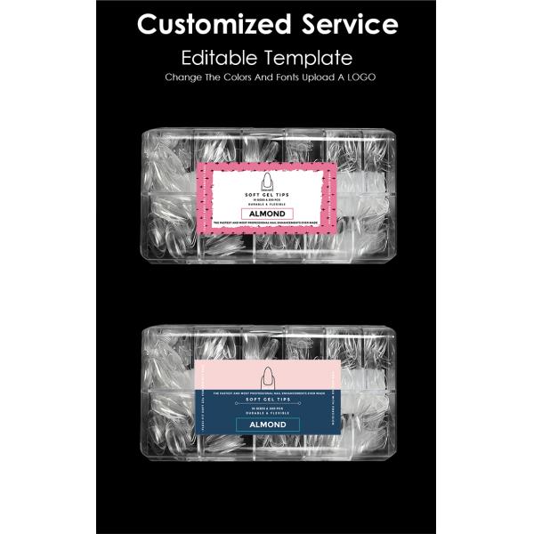 SAGALAGA 500Pcs Medium Soft Gel Nail Tip Almond Fake Full Cover Clear Tips Nails for Nail Extension DIY Salon Logo Customers' Logo