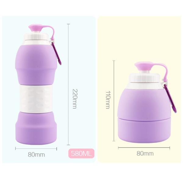 Customized Silicone Collapsible Water Bottles 580ml Easy To Clean