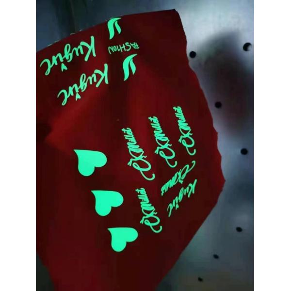 Colorful Glow In The Dark Logo Flex Custom Heat Transfers Luminous For Clothing