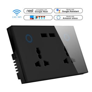 2200W Glass Wall Socket 15A Touch Socket Switch Double APP Control