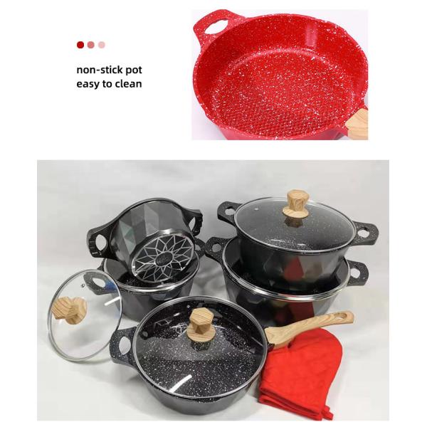 Multi-function Kitchen Cookware Cooking Pot Set Maifan Stone Aluminum Non-stick Pan Cookware Sets With Handle
