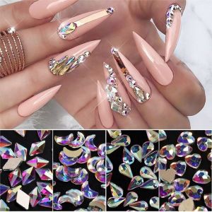 Popular Multi Shape Nail Flatback Crystals Round AB Nail ...