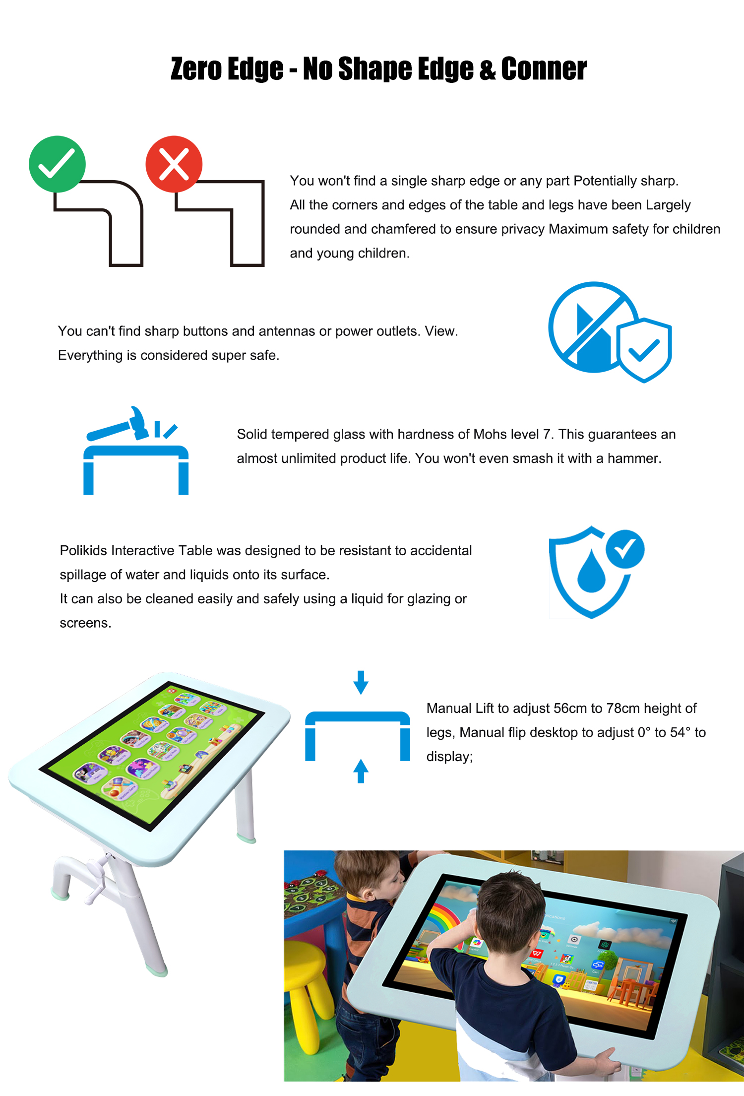 LCD Interactive Touchscreen Game Table 32inch Desktop Height Angle Adjustable