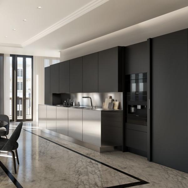 Modular Stainless Steel Kitchen Cabinets Smart Cupboard Lacquer Kitchen Small Cabinet Sets