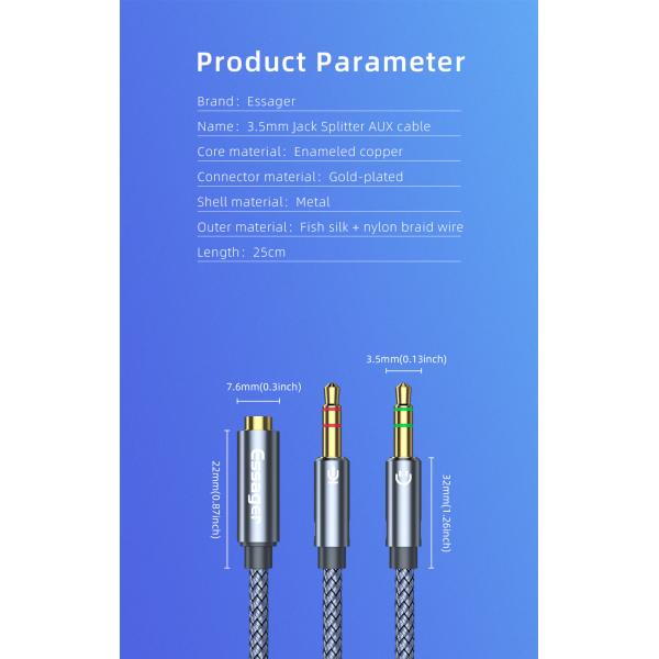 2 In 1 3.5MM Audio Cables Supporting Headphone Microphone Speaker