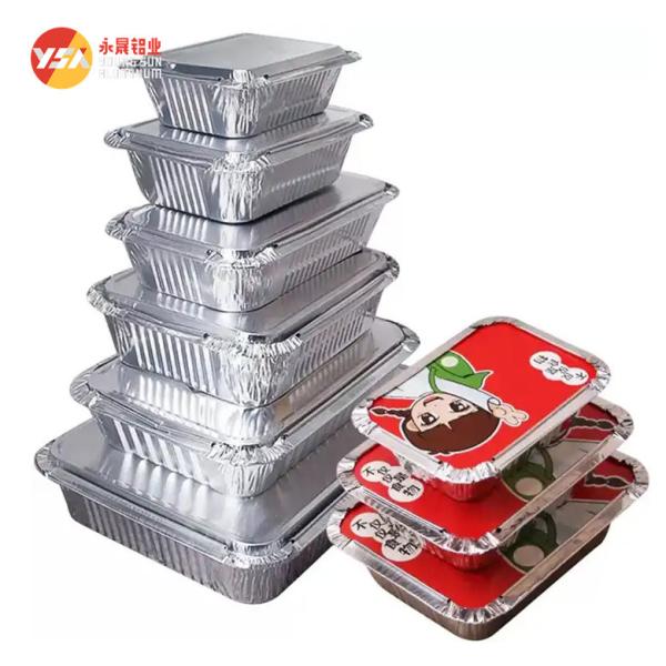 Disposable Tin Foil Trays Food Packaging Aluminium Container Disposable Aluminum Tray With Plastic Lid