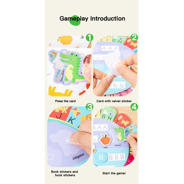 2025 New Design Baby Letters 26 English Letters in Red Words Cognitive Card Children's Paste Book Toy Educations Toys for Kids