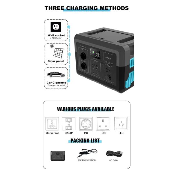1500W 1380Wh Portable Emergency Power Supply Battery Pure Sine Wave