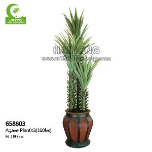 China Anti UV Artificial Succulent Plant Landscaping Tropical Fiber Agave wholesale