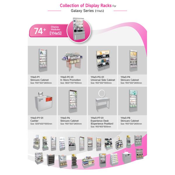 Gray Multi-layer Wood Corner Rack Skincare Display Showcase For Cosmetic Shop Decoration And Beauty Store Design