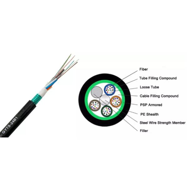 GYTS 24 Core Duct Fiber Optic Cable Outdoor Stranded Loose Tube Armored Single Mode