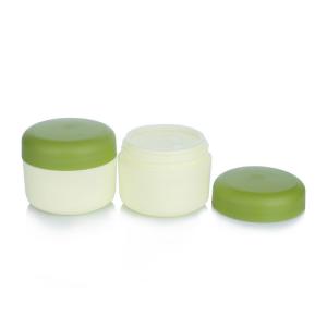 China Eco Friendly 35ml Empty Cream Jar Light Green Plastic Frosted Glass Cosmetic Jars on sale