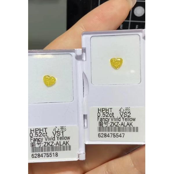 HPHT Lab Grown Yellow Diamonds Heart Shape Fancy Vivid Yellow IGI Earing Stud Necklace