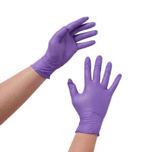Buy cheap Purple Disposable Medical Nitrile Gloves 230mm Powder Free AQL2.5 from wholesalers