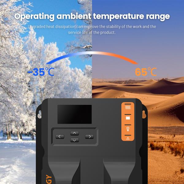 Built In Bluetooth MPPT Solar Charge Controller with 520W/12V 1040W/24V Max PV Input Power and 99.9% Tracking Efficiency