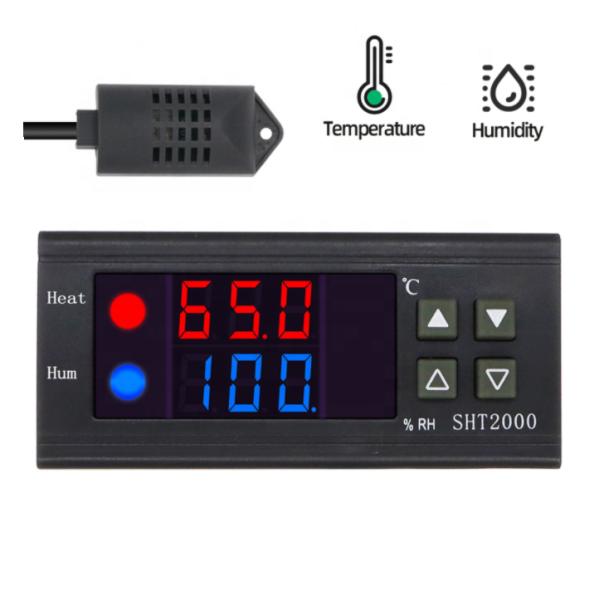 Dual Digital Temperature Humidity Controller AC 110V 220V Thermostat Humidistat Therometer Hygrometer