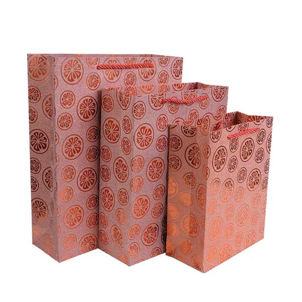 30gsm-160gsm Rose Pink Blue Glitter Gift Bags For Supermarket