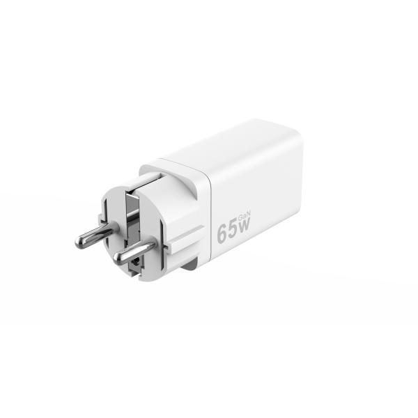 White 65W 3 Port USB Fast Charger USB C Fast Charging Adapter Wall Charger