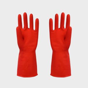 Multi-Purpose Flocklined Rubber Gloves Anti-Oil Waterrproof Anti-Detergent