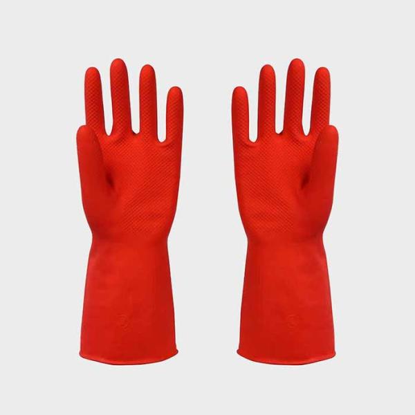 Multi-Purpose Flocklined Rubber Gloves Anti-Oil Waterrproof Anti-Detergent