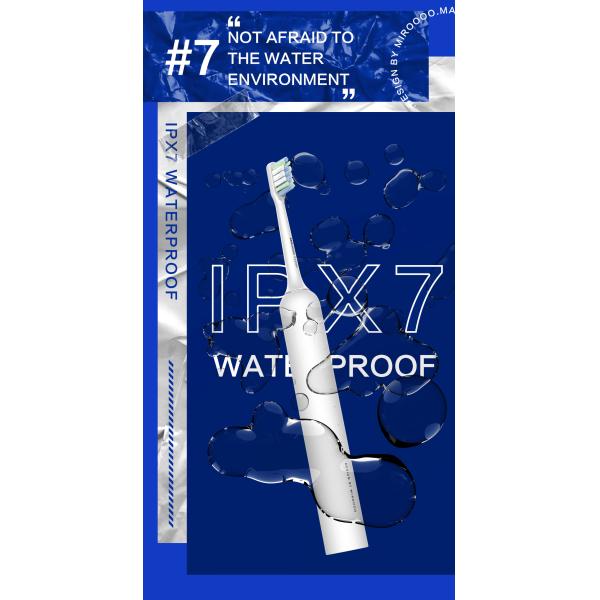 Waterproof Electric Toothbrush With 42 000 VPM Motor With 2 DuPont Brush Heads