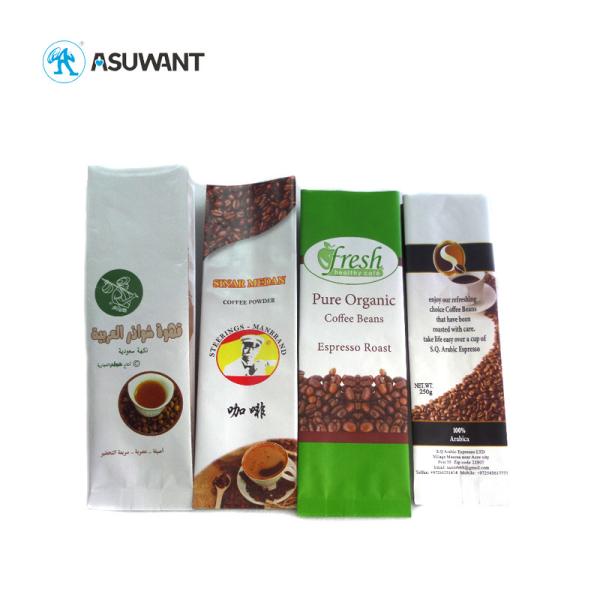 Plastic Stand Up Aluminum Foil Side Gusset Flat Bottom Coffee Bean Bag