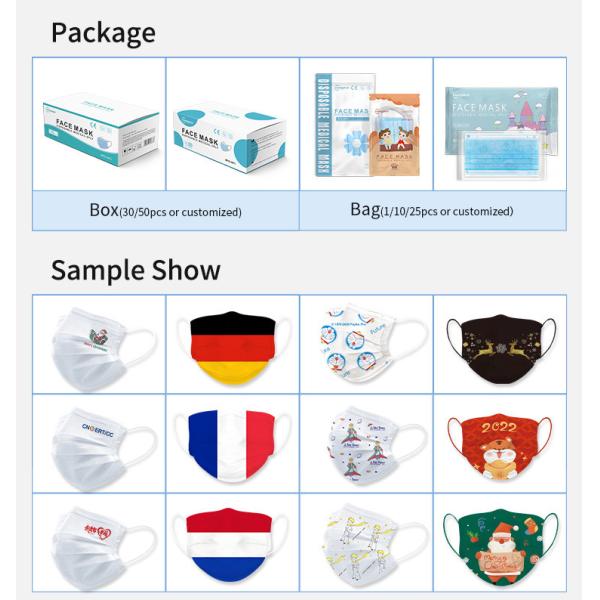 Black Blue 3 Layer Surgical Mask Medical Disposable Custom Logo