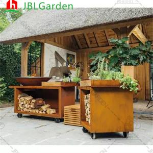 China 1330*500*1000mm Steel BBQ Grill With Table Wood Charcoal BBQ Grill Weather Proof wholesale
