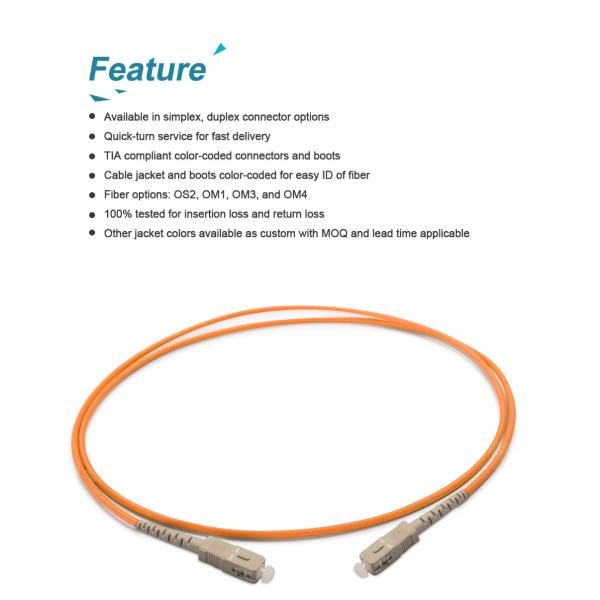 SC/UPC-SC/UPC OM2 LSZH PVC Fiber Optic Patch Cable Orange Color